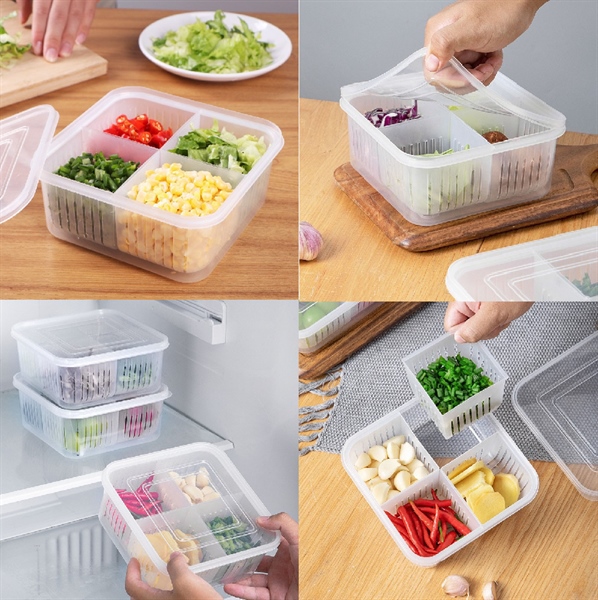 hộp đựng thực phẩm vuông 4 ngăn có nắp