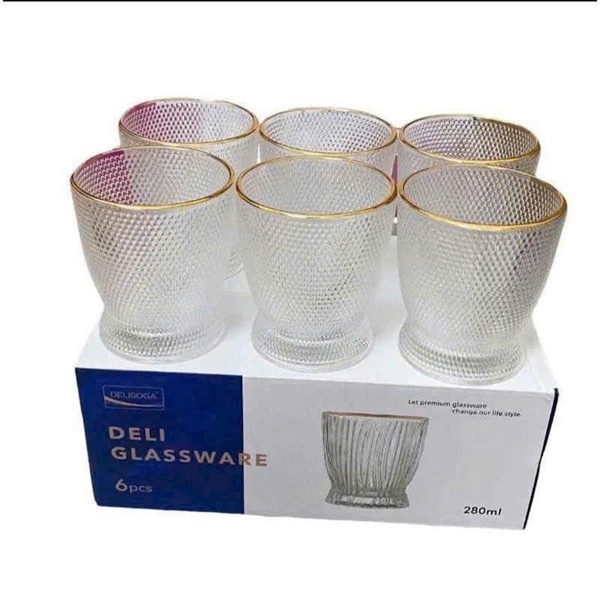 Bộ 6 ly thủy tinh viền vàng 280ml
