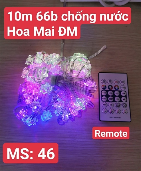 Dây đèn led hoa mai 7 màu 10m chống nước có remote