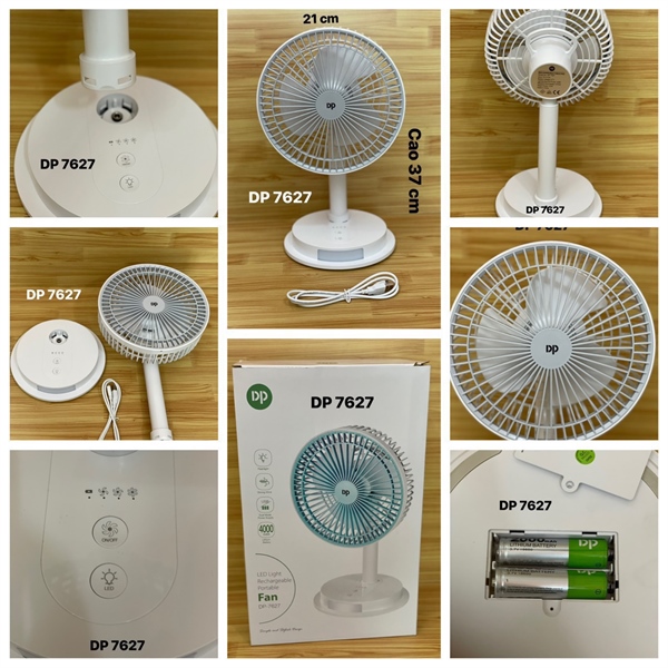 Quạt tích điện DP-7627 có đèn led