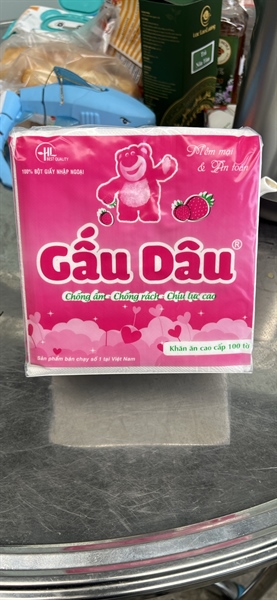 Giấy ăn vuông gấu dâu xấp 100 tờ