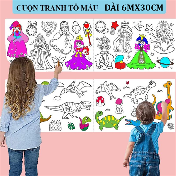 tranh tô màu 6mx30cm cho bé sáng tạo
