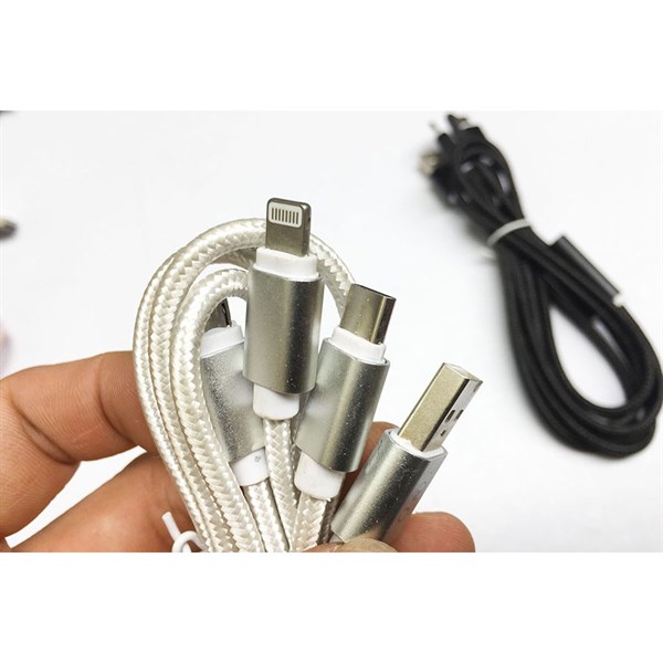 Cáp dây dù 3 đầu Iphone, Samsung, Type C