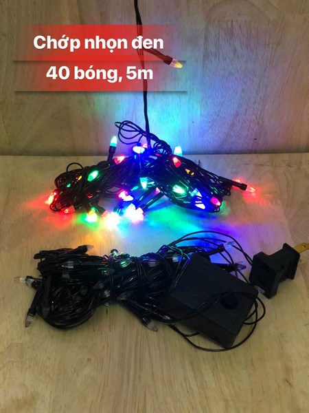 Đèn led chớp nhọn dây đen 40 bóng dài 5m