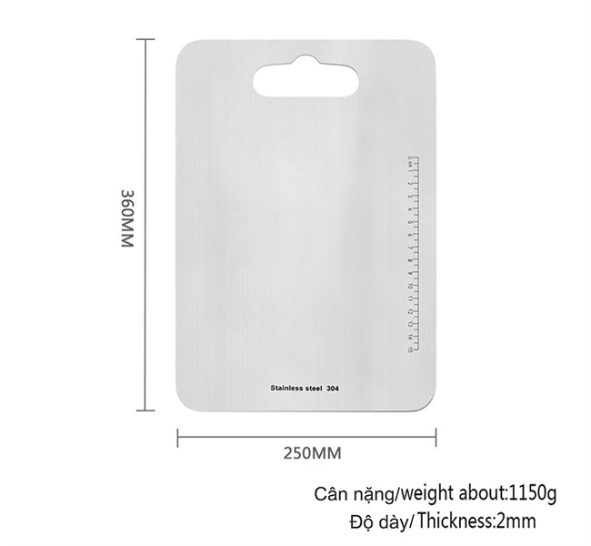 Thớt inox 304 size 25*36cm không hộp