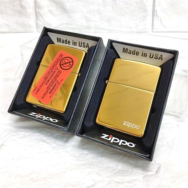 Hộp quẹt zippo Mỹ xịn mẫu trơn vàng