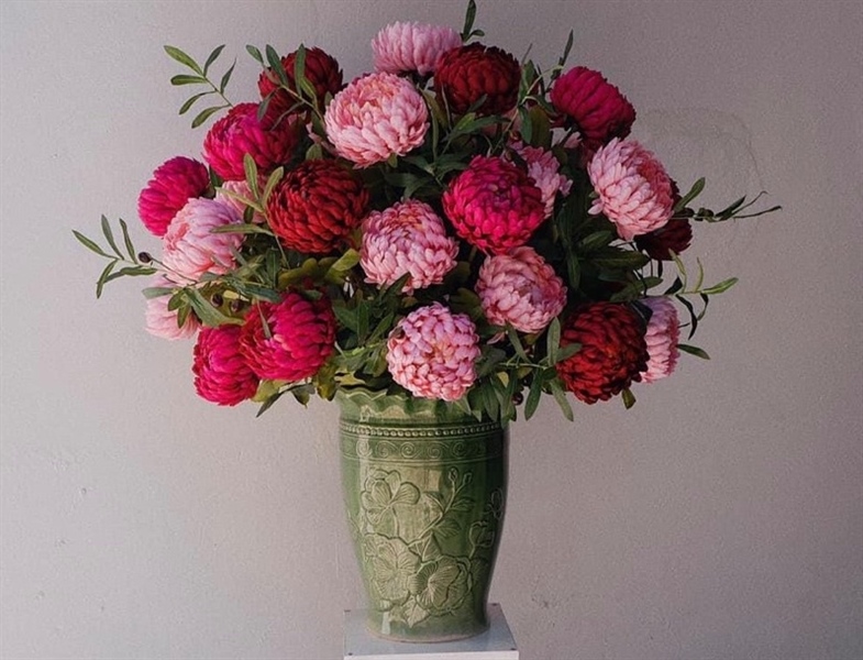 cành hoa cúc mẫu đơn bông to