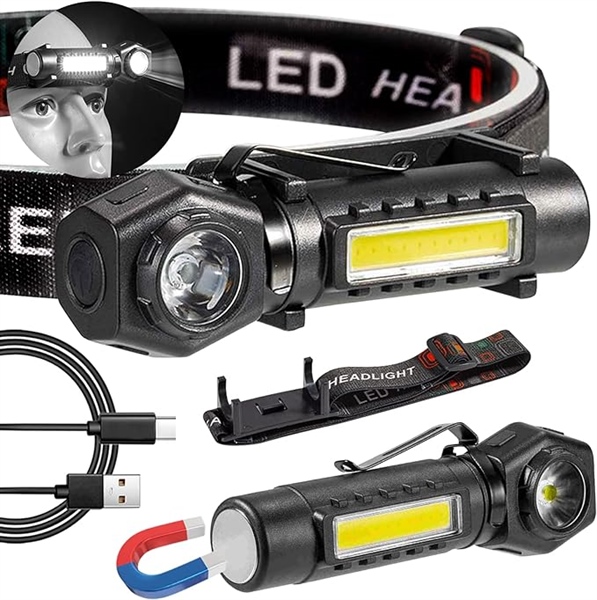 Đèn pin siêu sáng tích hợp đèn đội đầu 2in1