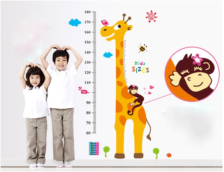 tranh dán tường đo chiều cao trẻ em hình hươu