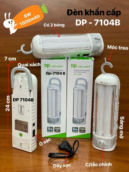 đèn pin sạc khẩn cấp 3 chế độ dp 7104 Bảo Hành 6TH
