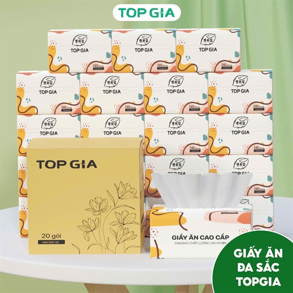 Giấy ăn đa sắc Topgia (thùng 20 bich )