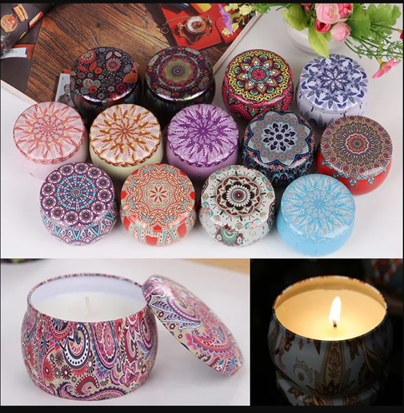 Nến thơm hộp thiếc mùi hoa khô thiên nhiên