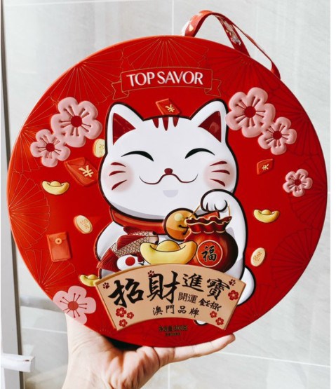 Bánh quy mèo thần tài hộp cực đẹp