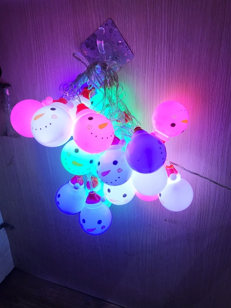 Dây đèn led hình người tuyết trang trí Noel 20 bóng 7 màu