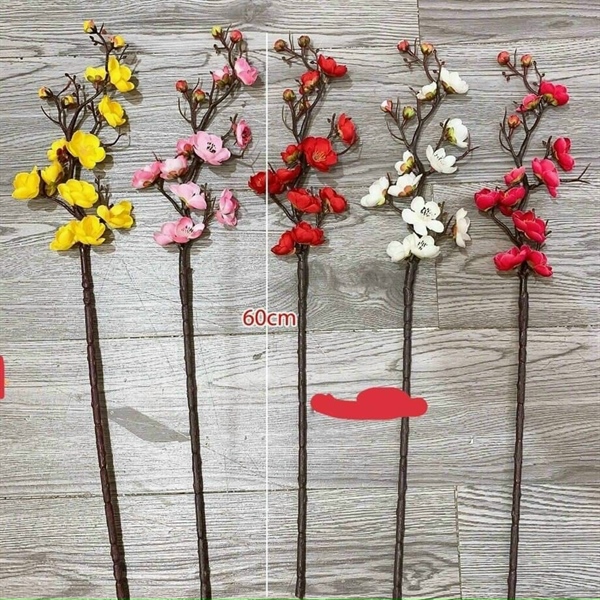 Cành đào lụa trang trí dài 60cm