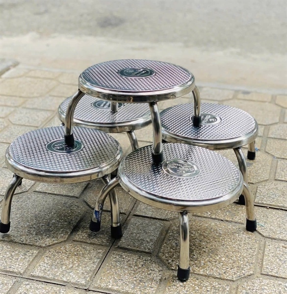 Ghế inox tròn thấp 4 chân