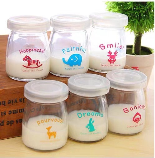 Bộ 12 hũ sữa chua hình thú thủy tinh loại dày