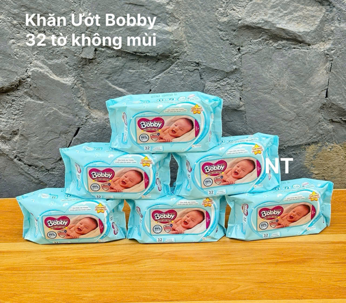 set 3 khăn ướt bobby 32 tờ dịu nhẹ cho bé
