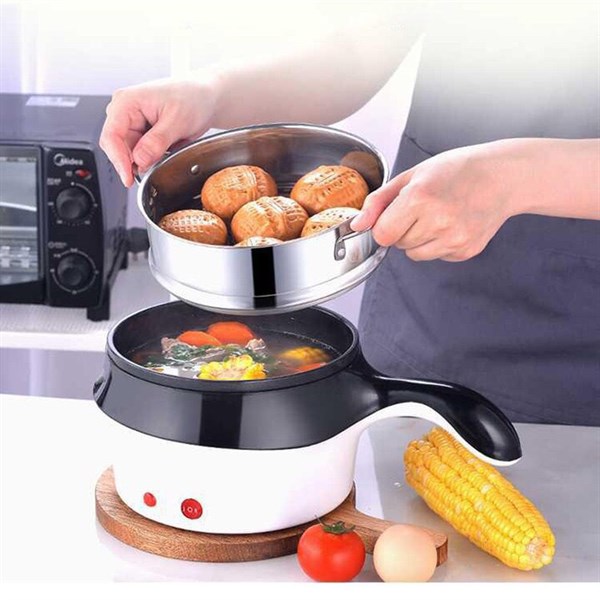 Ca nấu mì, nồi lẩu mini có lồng hấp 18cm tay cầm dài hộp lớn