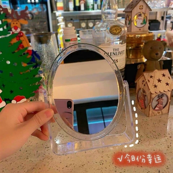 Gương trang điểm để bàn Trong Suốt 2 Mặt gương xoay 360 độ