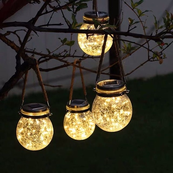 Hộp 2 lọ đèn đom đóm thuỷ tinh xài năng lượng mặt trời