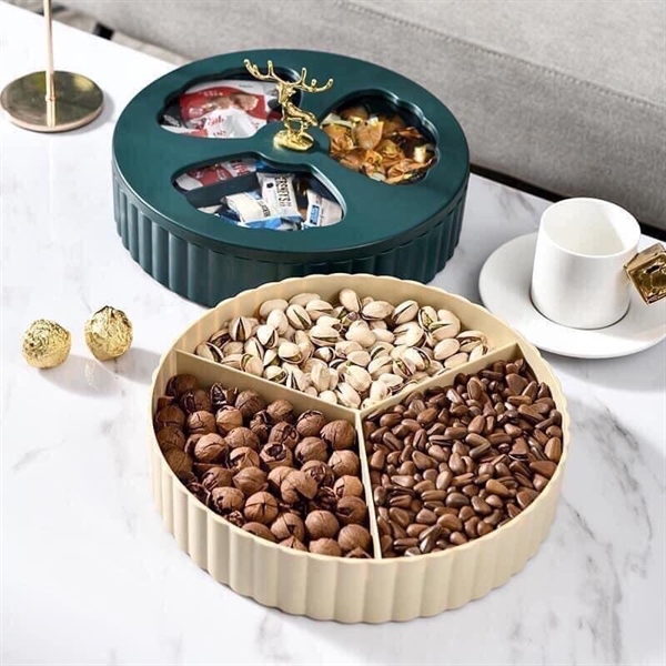 khay mứt hình hươu 2 tầng 3 ngăn hiện đại