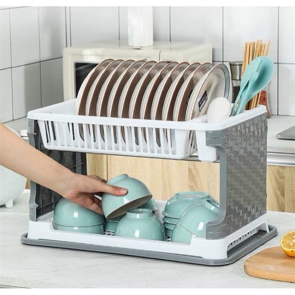 Kệ nhựa úp bát đĩa 2 tầng