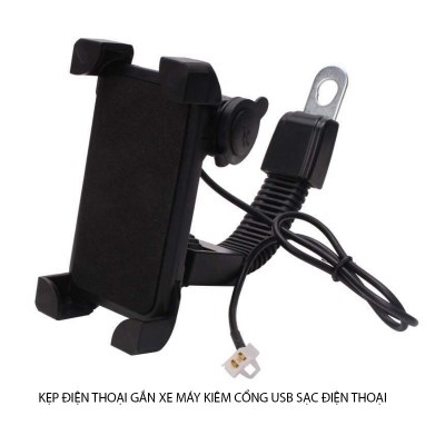 Kẹp điện thoại trên xe máy ra cổng usb sạc điện thoại