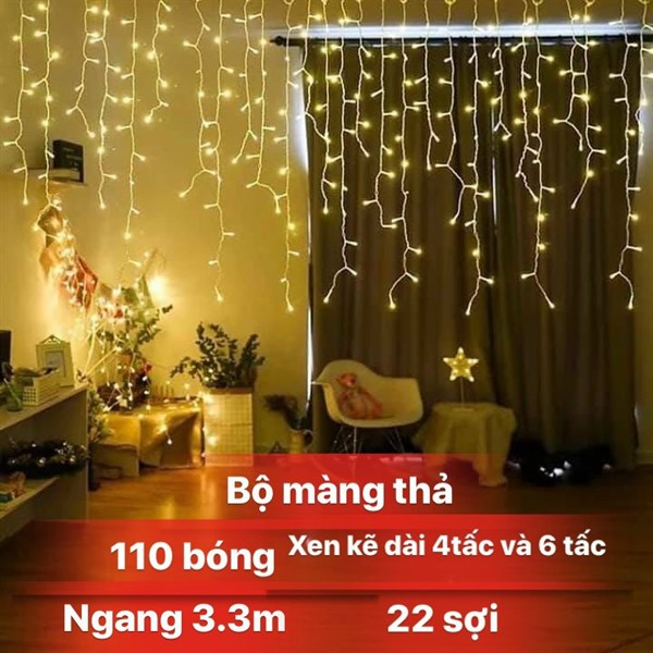 Bộ đèn led màng thả 150 bóng 4 tấc