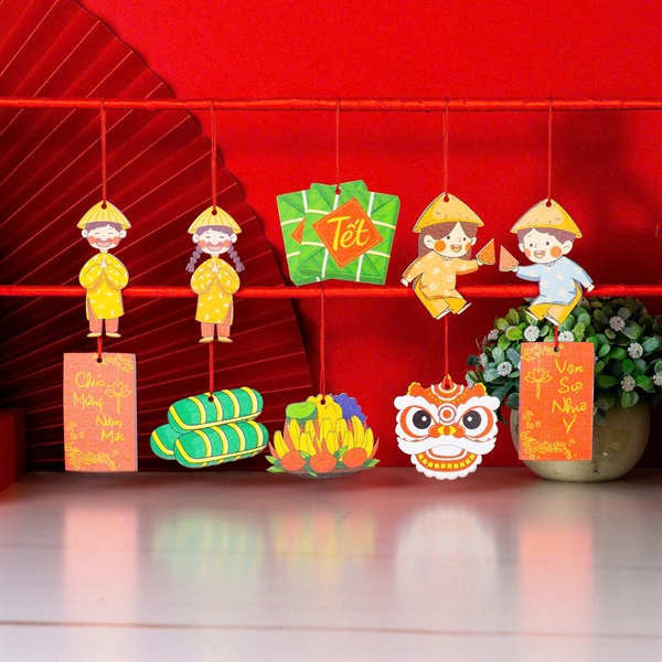 SET 10 PHỤ KIỆN GỖ TREO TRANG TRÍ TẾT NHIỀU MẪU ĐỘC ĐÁO BẰNG GỖ - Ảnh 2
