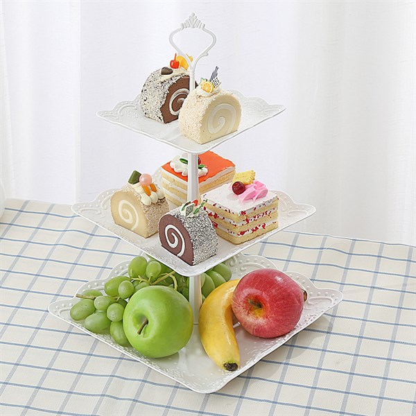 Khay trái cây 3 tầng vuông kích thước 37*24cm