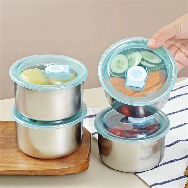 Hộp đựng thực phẩm inox tròn có nắp hít chân không