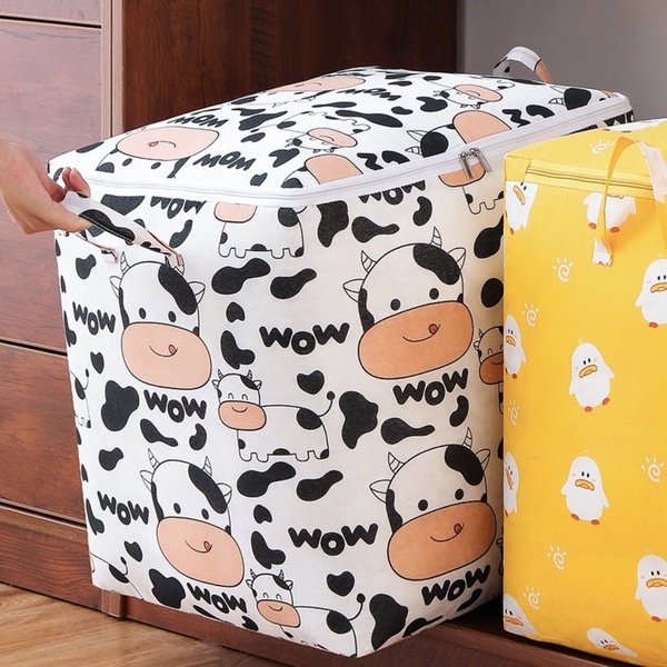 túi đựng chăn màn khóa kéo 100L hình bò sữa cute