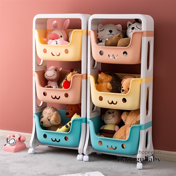 Kệ 3 tầng có bánh xe hình gấu