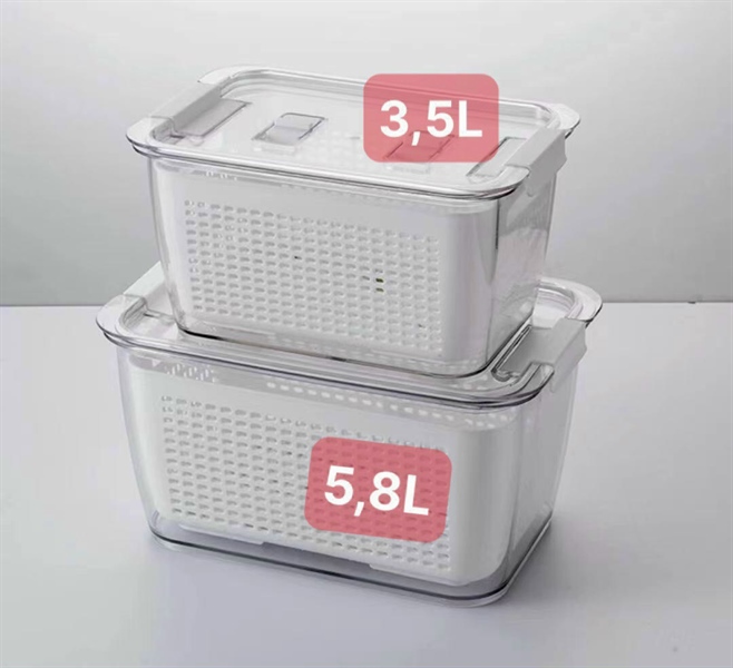 Bộ 2 hộp đựng thực phẩm có rổ cao cấp có van thoát khí