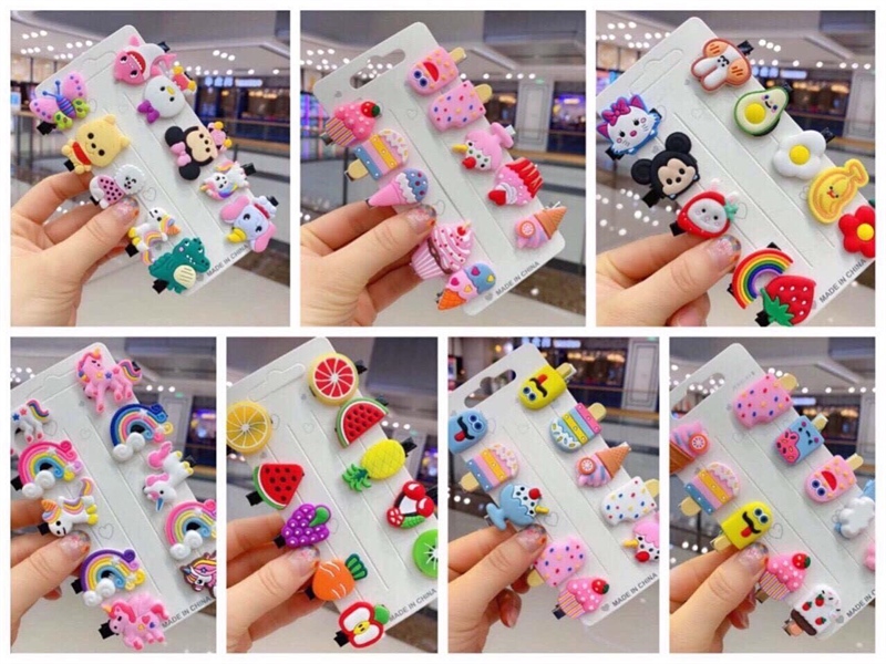 Set 10 kẹp tóc hoạt hình đáng yêu cho bé