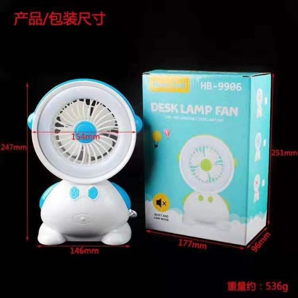 quạt sạc tích điện 3 chế độ led viền siêu kute HB 9906
