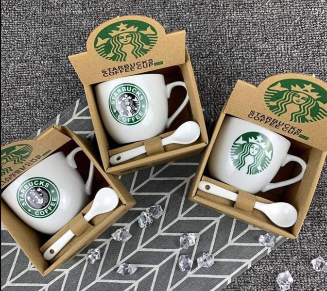Bộ 3 ly sứ Starbuck kèm muỗng