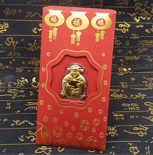 set 5 bao lì xì thần tài mạ vàng