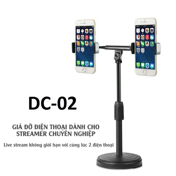 Giá đỡ điện thoại khi livestream, dùng được 2 điện thoại