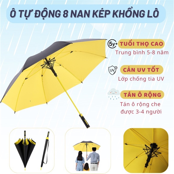Dù tự động 8 nan kép size lớn