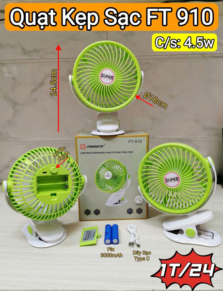 Quạt kẹp sạc FT 910
