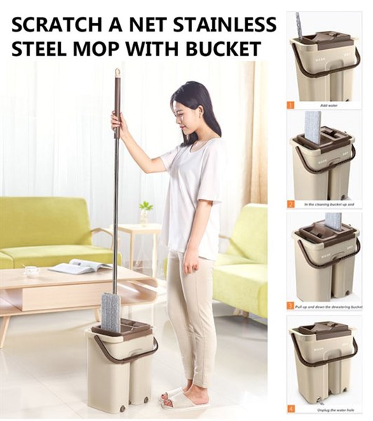 Thùng lau nhà tự vắt 2 ngăn Scratch Anet có hộp đẹp