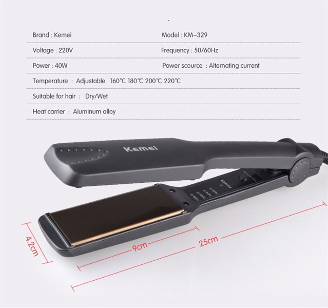 kẹp duỗi tóc đa năng kemei 329