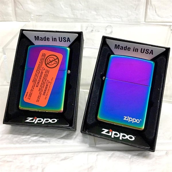 Hộp quẹt zippo Mỹ xịn tem đỏ mẫu trơn xanh galaxy