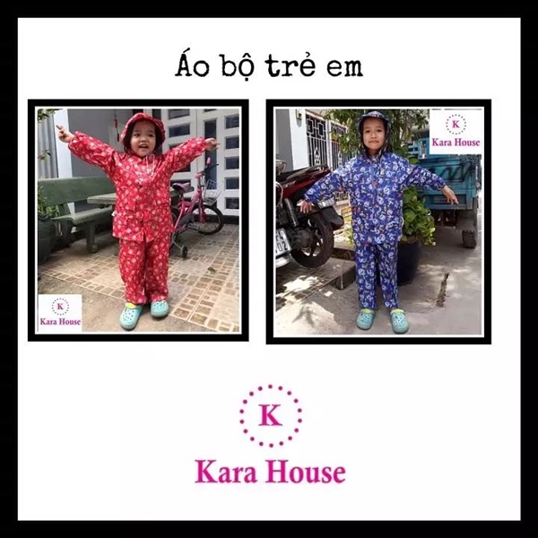 áo mưa bộ vải dù trẻ em kara