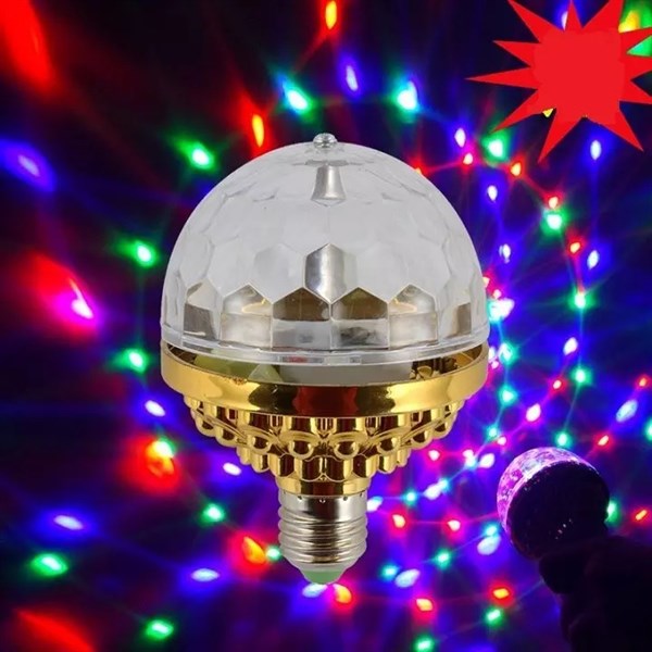 đèn led vũ trường pha lê xoay 360 độ 7 màu kèm đuôi
