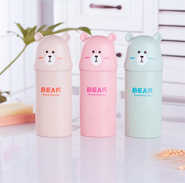 Hộp đựng bàn chải và kem đánh răng hình gấu (lúa mạch)