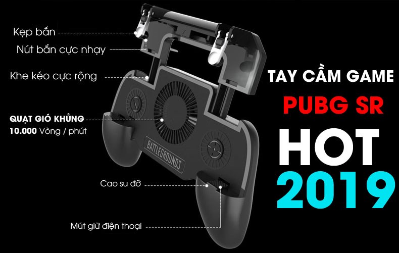 tay cầm chơi game quạt tản nhiệt và pin dự phòng 2000mAh