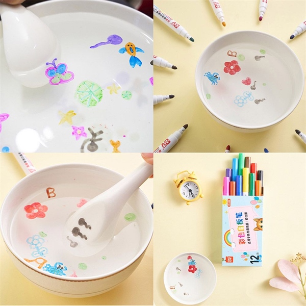 Bộ 12 Bút nhiều màu sắc vẽ thần kỳ họa tiết nổi trên mặt nước cho bé vui chơi